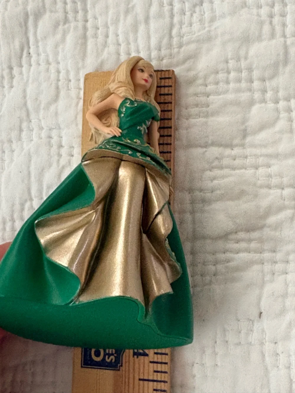 Hallmark Keepsake 2011 Barbie  Celebration Ornament Green/Gold Dress   With Box